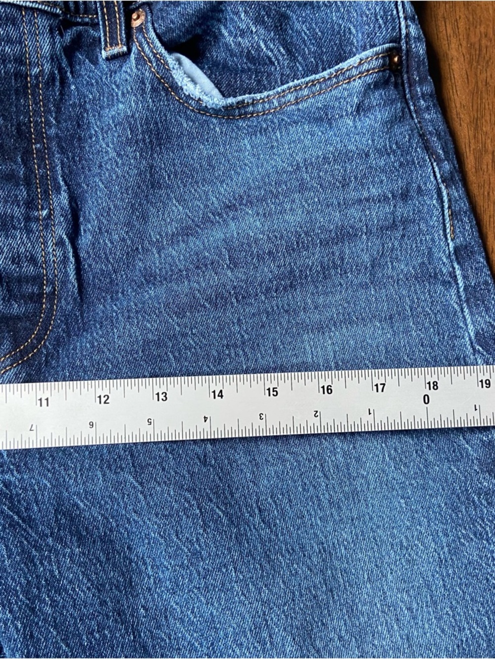 Levi's Premium Wedgie Straight Womens 32 Blue High Rise Button Fly Raw Hem Jeans - Picture 12 of 13